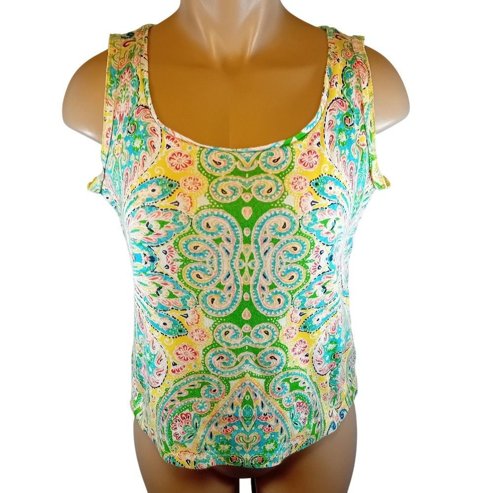 Y2K Jones New York Tank Top Paisley Colorful 90s Groovy Tank Top Hippie Indie M